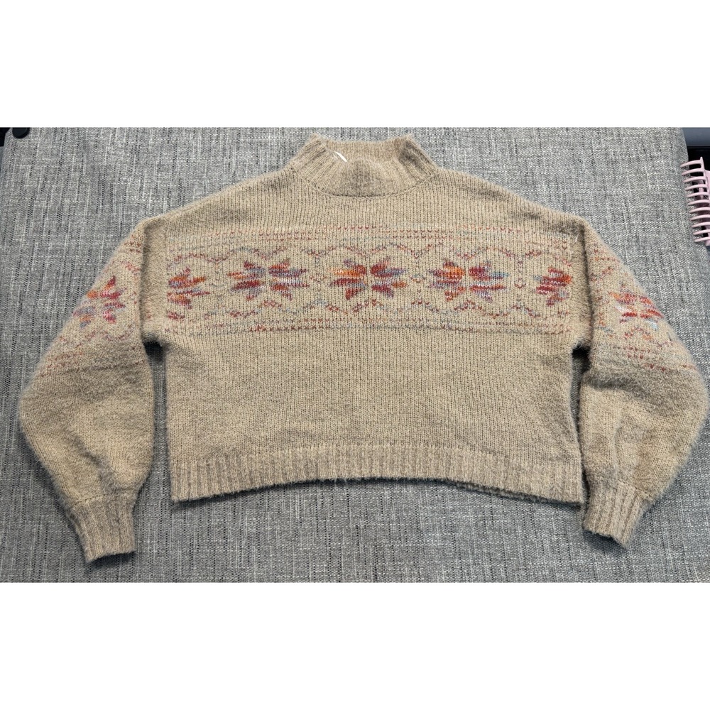 MM by My Michelle Small Brown Fuzzy Aztec Short Cardigan Sweater Tribal Fall